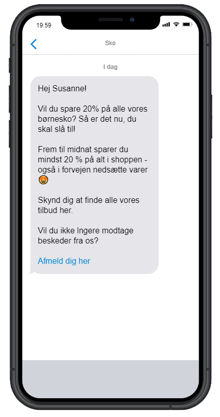 Sko-sms-eksempel